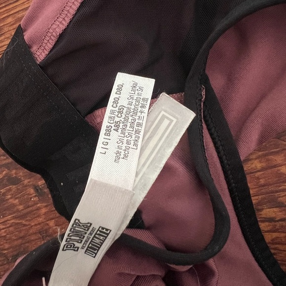 PINK Victoria's Secret Black and mauve Racerback Bra - Picture 3 of 3